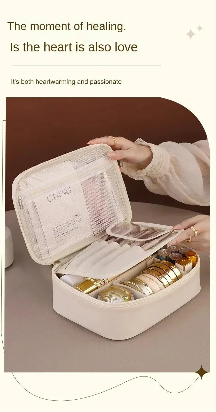 Women's Makeup Bag Large Capacity Double Layer Cosmetic Bag Waterproof Toiletry Pouch Cosmetics Organizer Travel Essentials