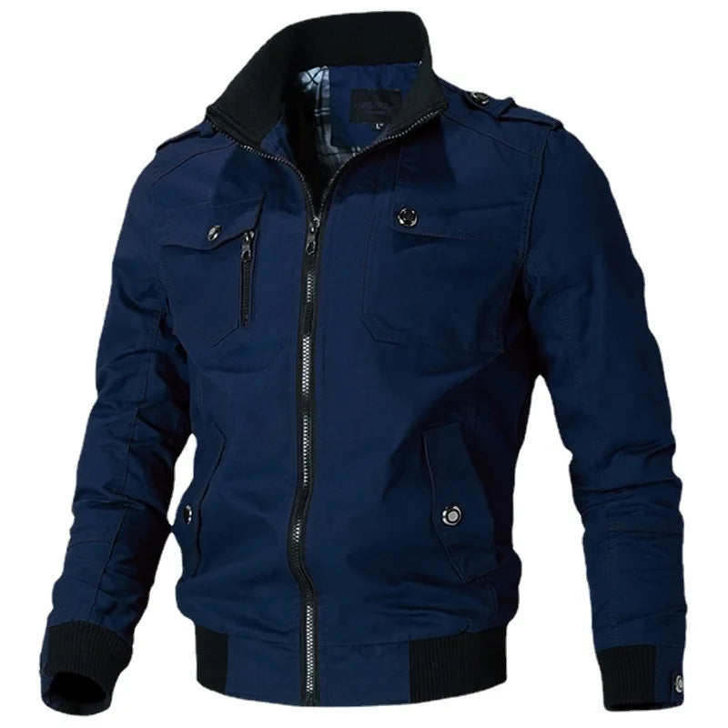 Bomber Jacket Men Fashion Casual Windbreaker Jacket Coat Men Spring Autumn New Hot Outwear Solid Stand Slim Jacket Mens