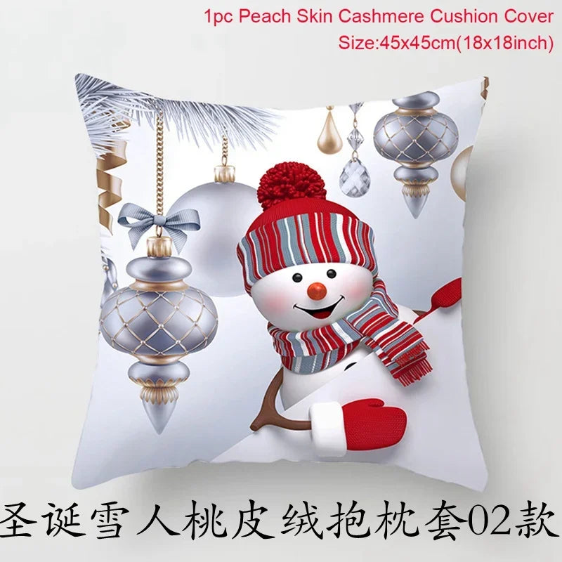 Merry Christmas Cushion Cover Christmas Decorations for Home 2021 Cristmas Ornament Noel Xmas Decor Navidad Happy New Year Gifts