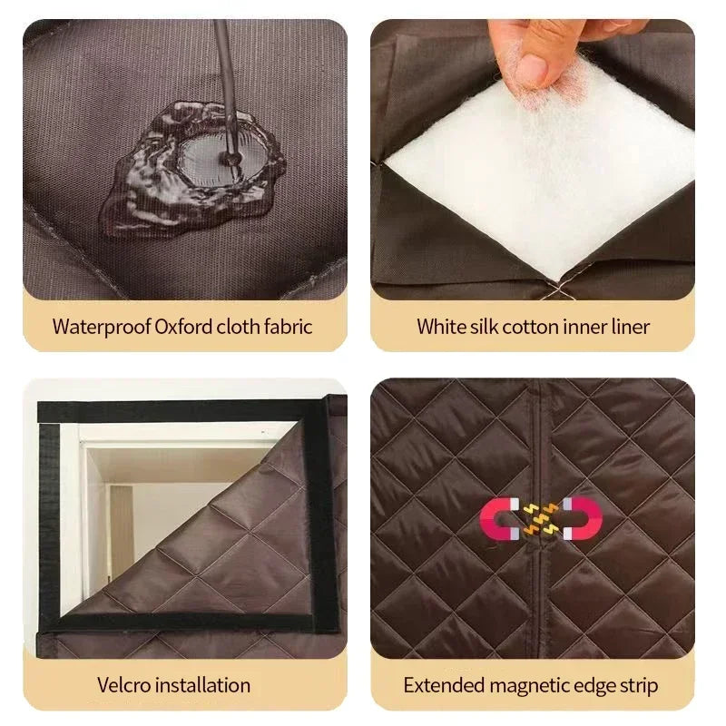 Rideau de porte isolant en coton épais et chaud pour l'hiver, à longues bandes magnétiques, isolation thermique, cloison, fournitures pour la maison