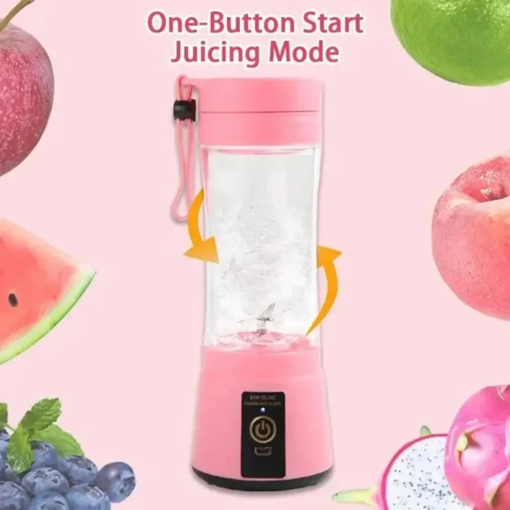 Portable USB Charging Electric Juice Extractor Cup Automatic Mini Juicer with 6 Leaf Blade Rechargeable Fruit Blender Cup for Ho