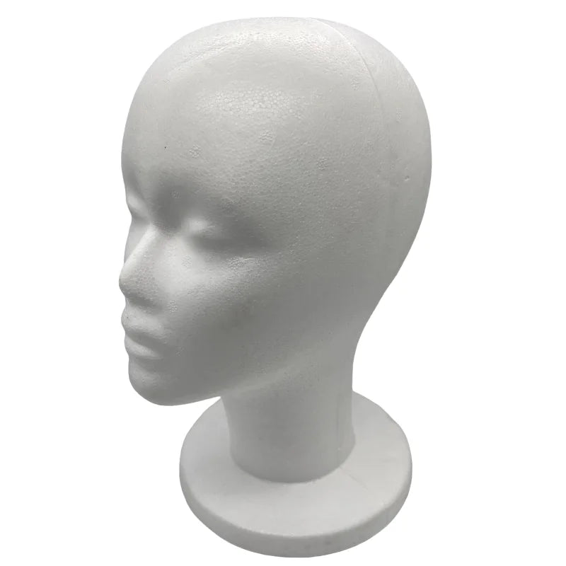 Cabeza de maniquí de espuma de poliestireno alta para exhibición de sombreros, gafas, pelucas, soporte de exhibición, maniquí, modelo de cabeza
