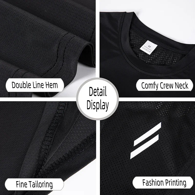 Men's Vest Black Breathable Quick-Drying Polyester Fiber Sports Sleeveless Vest Suitable for Gym Running and Training Casual
