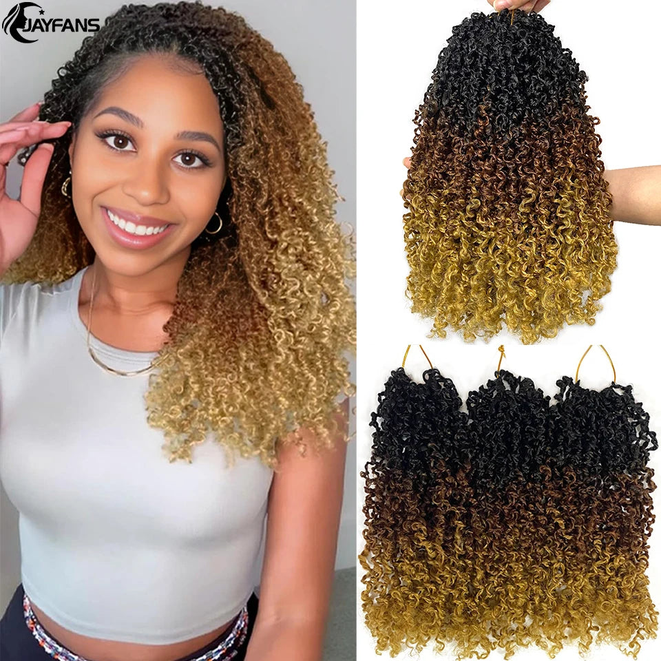 Jayfans 12 8 pulgadas Cabello de ganchillo Yanky Twist preenrollado Bohemian Passion Twist Spring Mini Twist Crochet Hair para mujeres y niñas negras