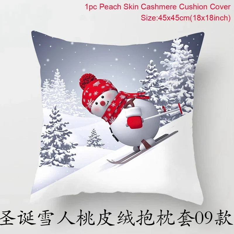 Merry Christmas Cushion Cover Christmas Decorations for Home 2021 Cristmas Ornament Noel Xmas Decor Navidad Happy New Year Gifts