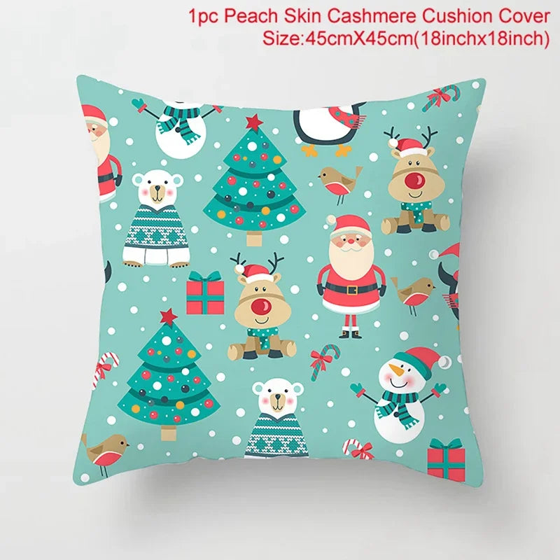 Merry Christmas Cushion Cover Christmas Decorations for Home 2021 Cristmas Ornament Noel Xmas Decor Navidad Happy New Year Gifts
