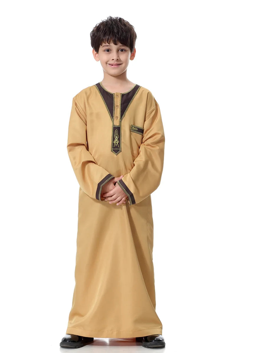 2025 Fashion Muslim Teenager Clothing Islam Men Summer Winter Eid Ramadan Prayer High Quality Elengance Party Boy's Robe Caftan