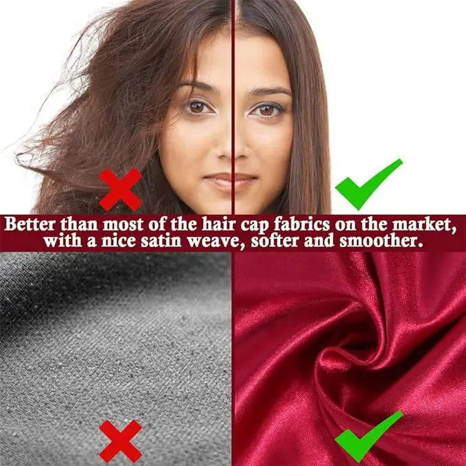 Fashion Bonnet Large Wide Edge Elastic Hat Casual Sports Silk Smooth Suitable for Curled Straight Hair Sleeping Hat Women's men