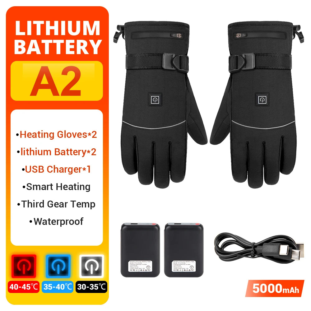 Guantes térmicos eléctricos Guantes de esquí de invierno calefactables para motocicleta cálidos impermeables recargables térmicos para motos de nieve