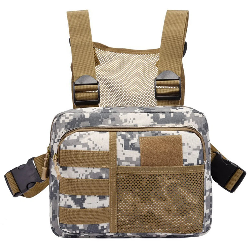 Bolsa de pecho funcional Estilo urbano Punck Bolsa de pecho Moda portátil Multifuncional Múltiples bolsillos Impermeable para senderismo y deportes