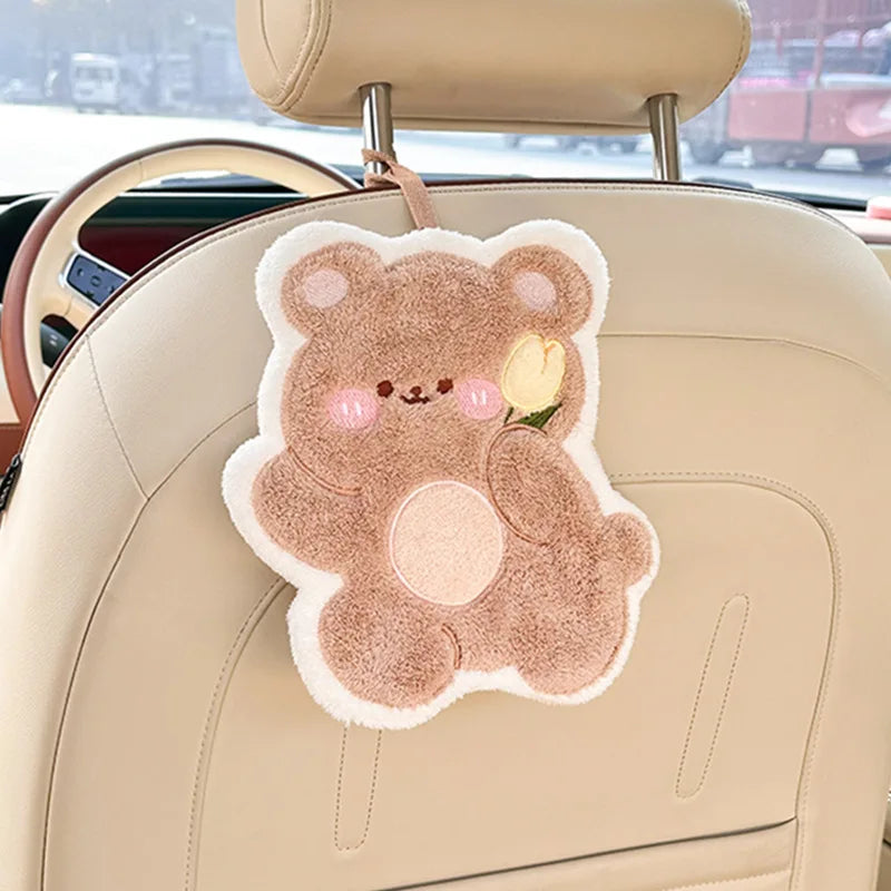 1pc Hand Towel Hanging Cartoon Square Scarf Thick Absorbent Towel Coral Velvet Cute Tong Hand Towel