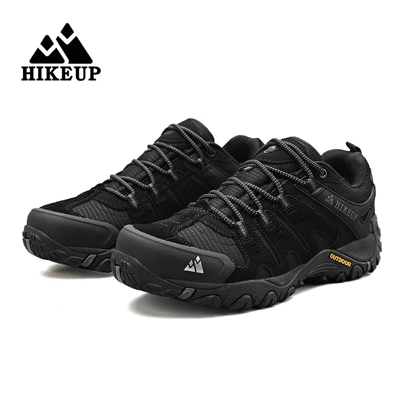 HIKEUP Zapatillas de senderismo para hombre de cuero de ante, calzado de exterior resistente al desgaste, zapatillas tácticas de trekking, senderismo y caza para hombre
