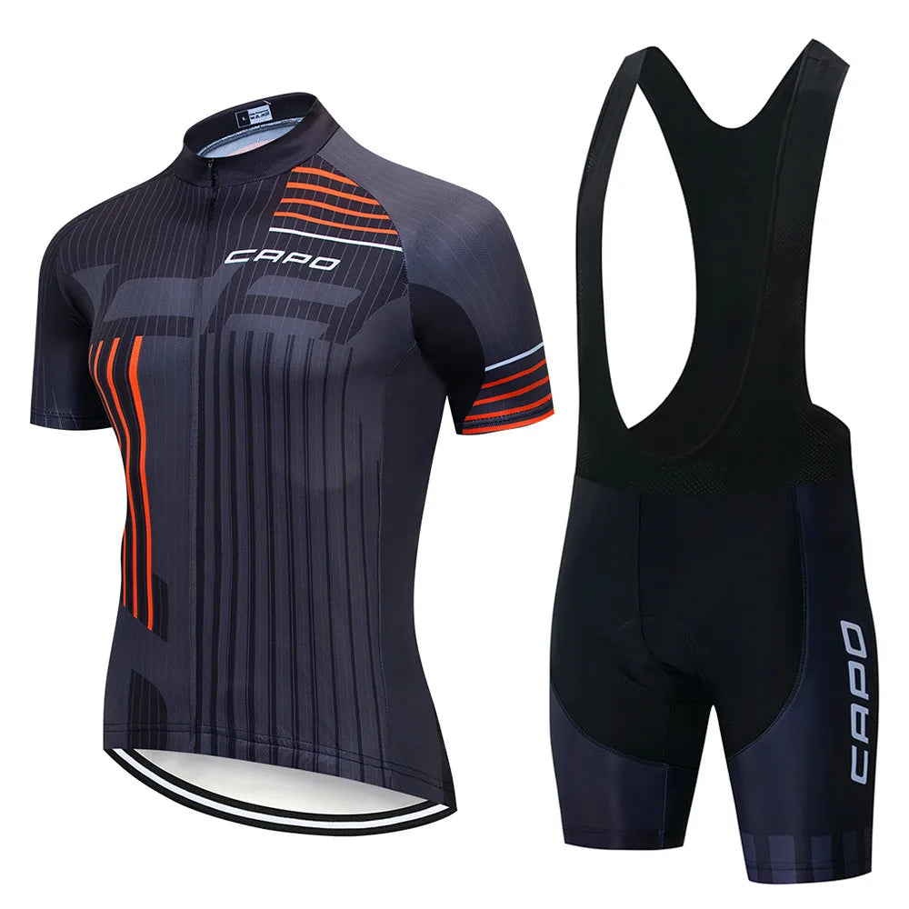 Ropa de Ciclismo Hombre Verano 2025 CAPO Ropa de Hombre Maillot de Ciclismo Bicicleta MTB Deporte Camiseta Profesional Culotte con Tirantes Traje