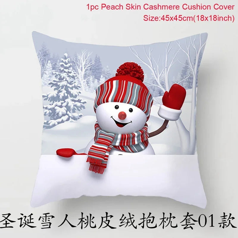 Merry Christmas Cushion Cover Christmas Decorations for Home 2021 Cristmas Ornament Noel Xmas Decor Navidad Happy New Year Gifts
