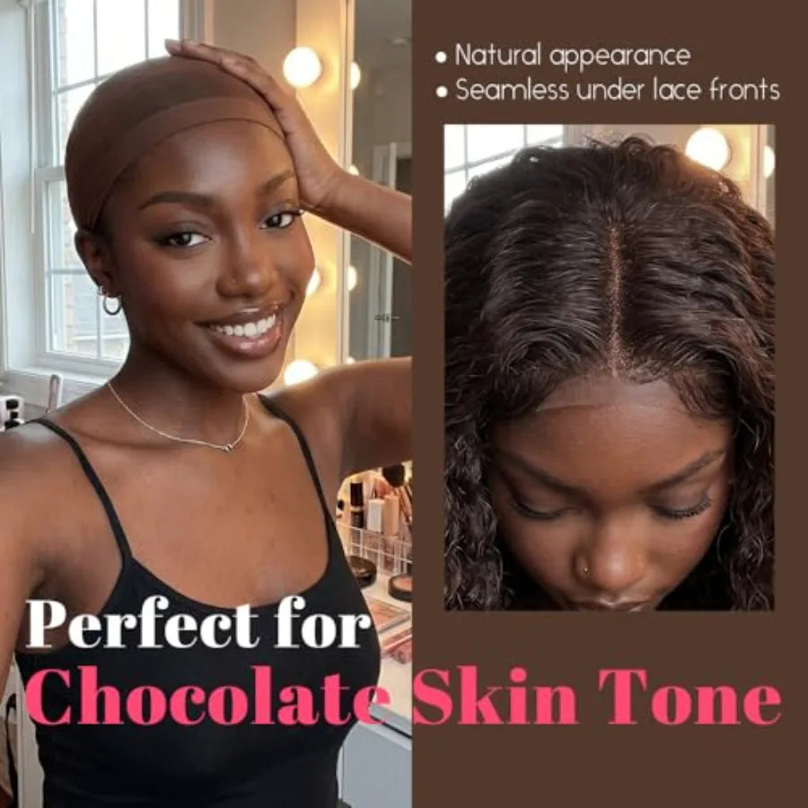Wig Caps for Women, Stocking Cap for Lace Front Wig, Wig Cap for Chocolate Skin Tone, 24 PCS