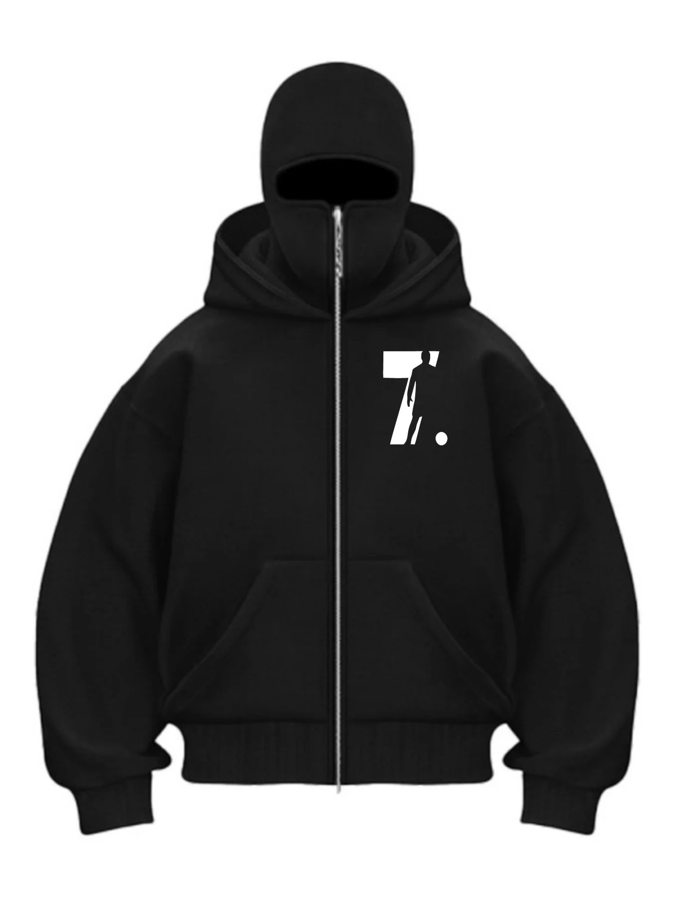 Balaclava Men Zip Hoodie Winter Warm Casual Sweatshirt Y2K with Hooded Face Mask Zipper Design Sports Jacket Outdoor Activities