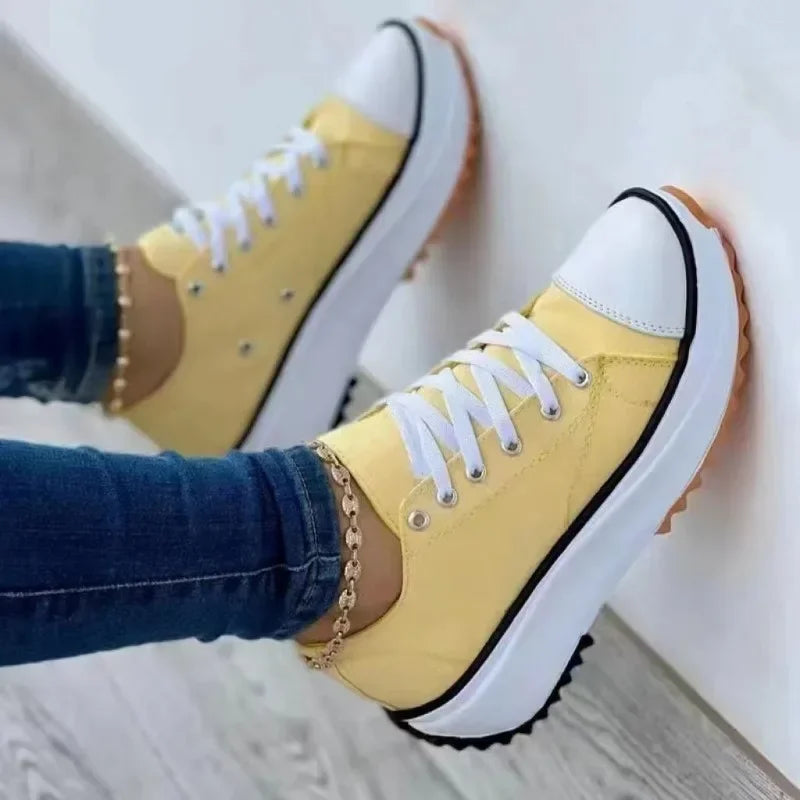 Women's New Casual Single Shoes for Women  Autumn Summer Round Head Canvas Solid Color Low Top Large Size Women's Shoes