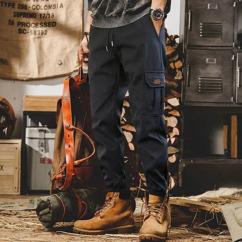New workwear pants for men, spring and autumn fashion brands, leg binding pants, casual pants, American plus size loose Ha