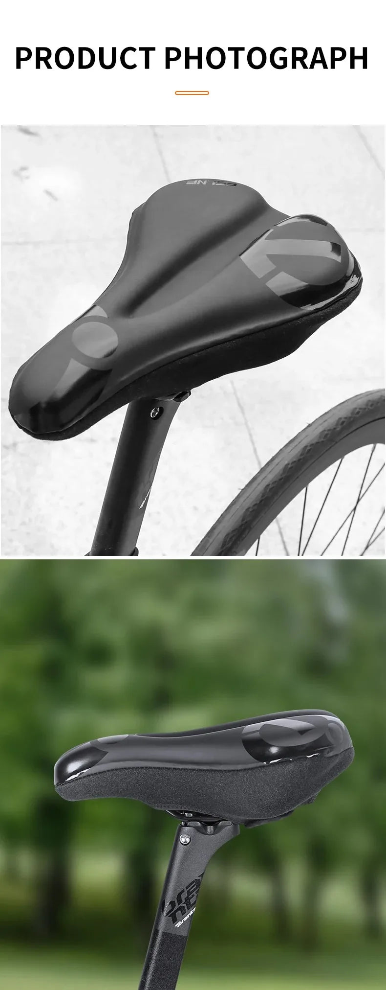 ESLNF Gel Soft Bike Anti-slip Waterproof Saddle Cover Cushion Padded Sport Bicycle Outdoor Shock Absorption Padded Seat Cover