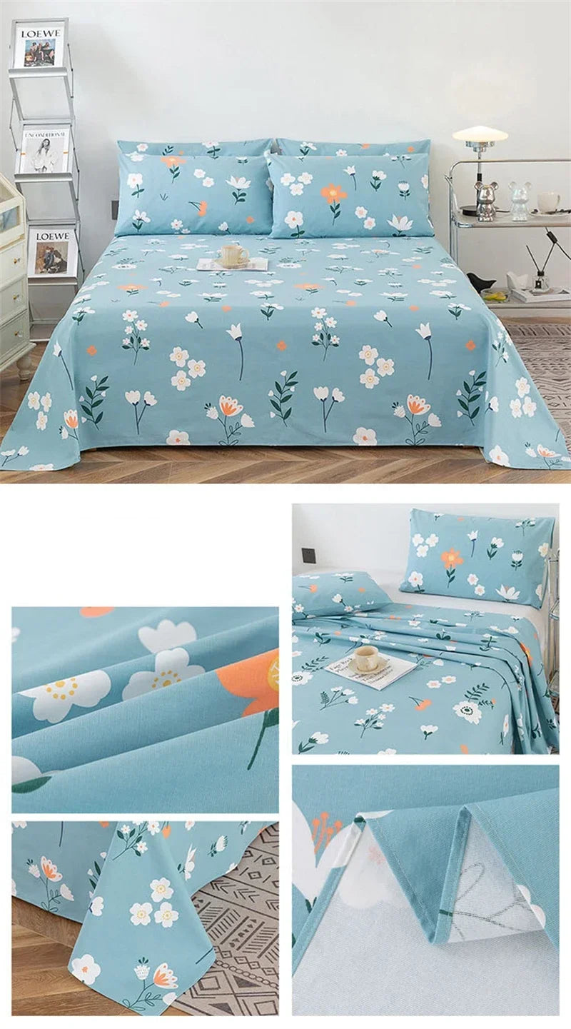 Soft 100% Cotton Coarse Cloth Bed Sheet Thick Sleep Naked Single Double Bedsheet Comfortable Durable Breathable Bed Sheets Queen