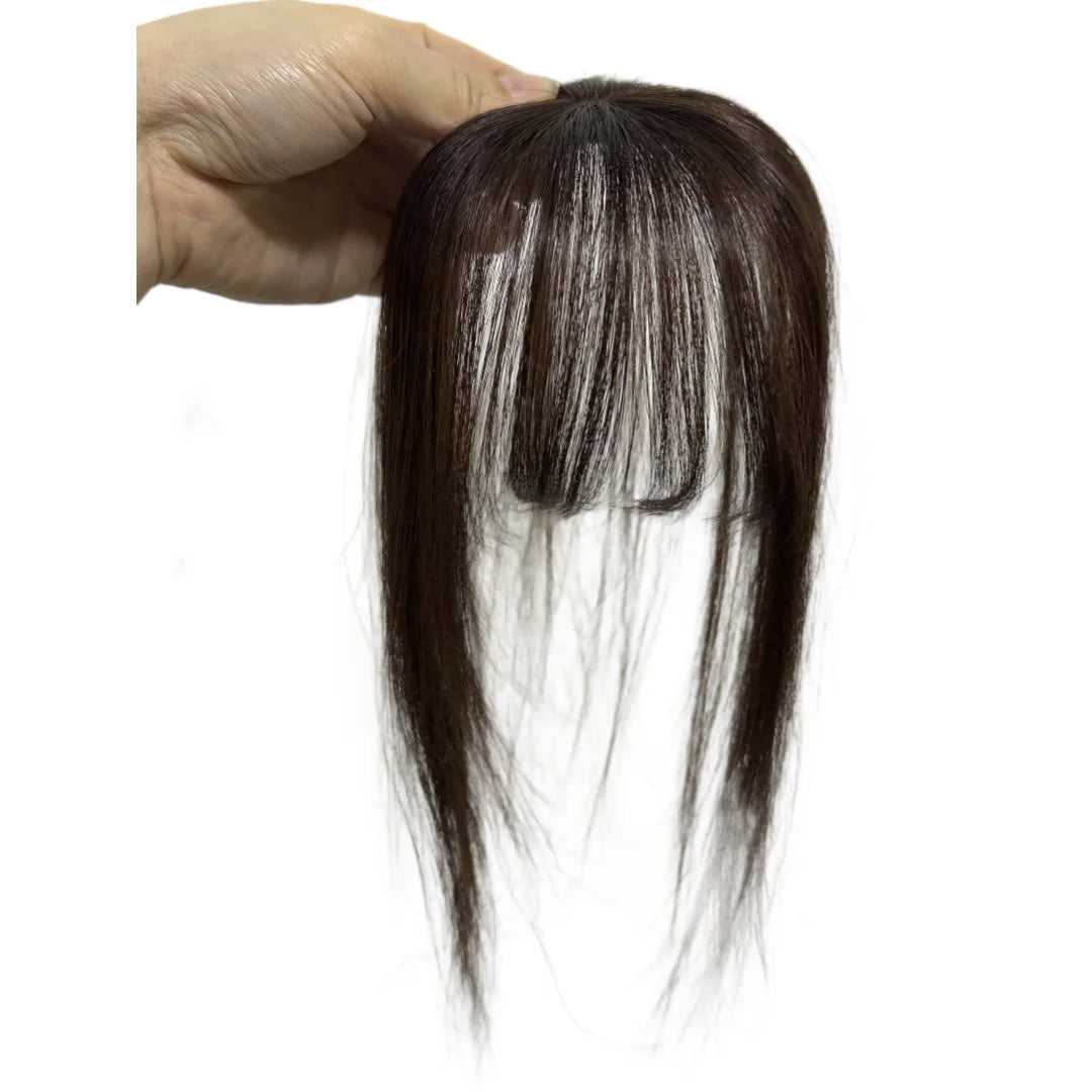 Light Thin Human Hair Bangs 360 Cover Grey Hair with 3D Air Bangs Invisible Brazilian Non-remy Hair 1 Clip in Hair Extensions