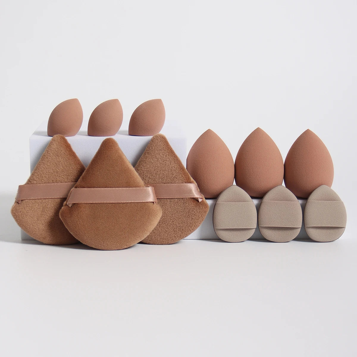 12Pcs Makeup Sponge Velvet Triangle Powder Puff Face Finger Puffs Mini Beauty Egg Liquid Foundation Tools Make Up Accessories