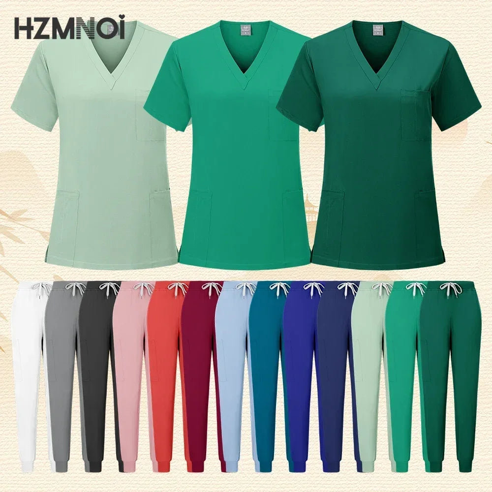 Workwear Nurse Uniform Tops+Straight Pants Medical Nursing Uniform Women Men Pet Shop Beauty Work Suit Doctor Surgery Scrubs Set