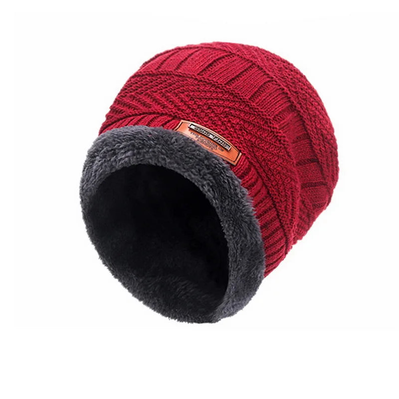 New Coral Fleece Scarf Winter Hat Knitted Soft Men's Beanie Warm Balaclava Cap Male Outdoor Brand Winter Ski Mask Hat Streetwear