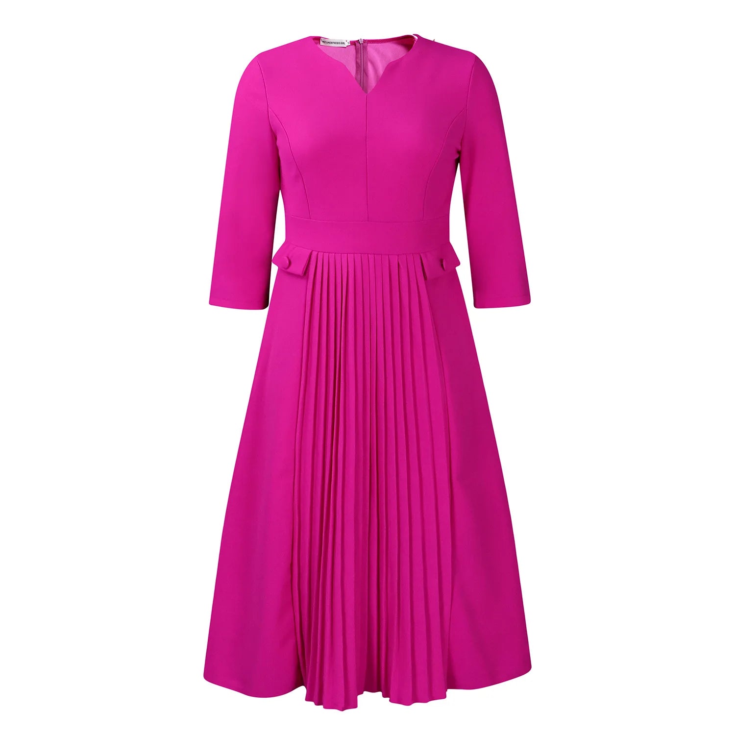 Women's Clothing Autumn New Fashion Temperament Elegant Solid Color Pleated African Dress