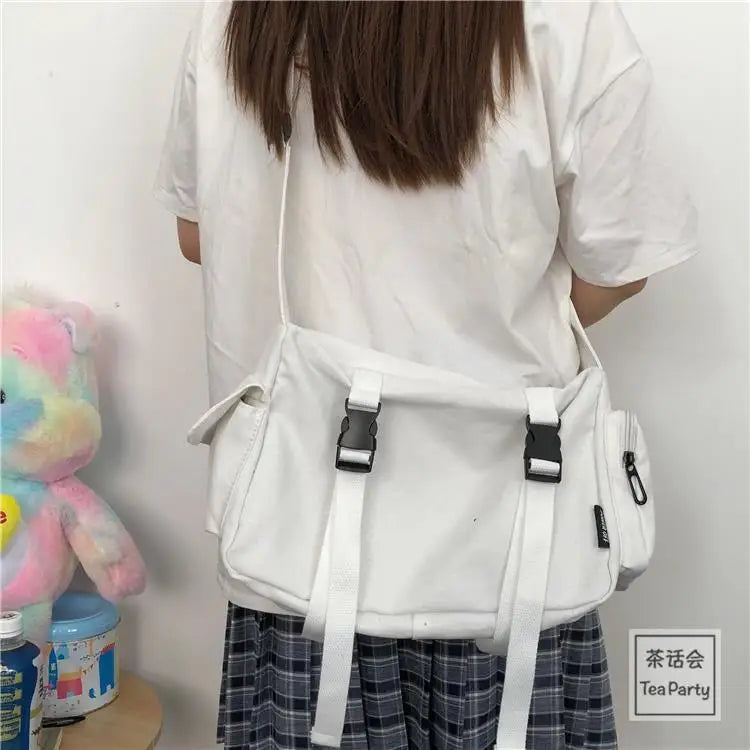 New Canvas Diagonal Cross Bag Youth Fashion Casual Version Ladies Large Capacity Shoulder Bag Solid Color Women Messenger Bags