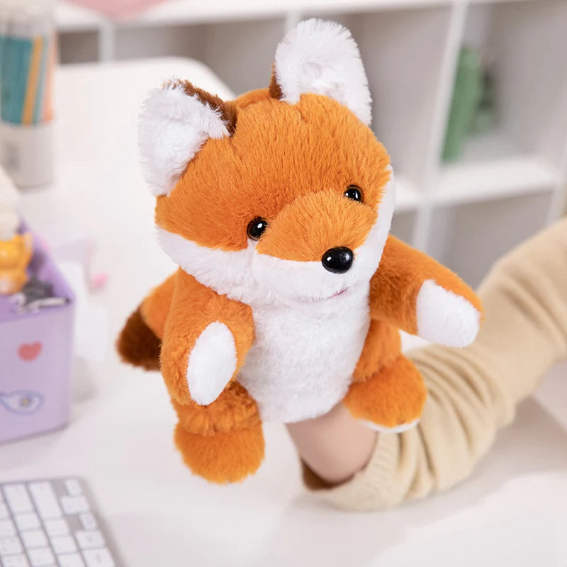 Stuffed Plush Animals Toys Hand Finger Story Puppet Kawaii Dolls Educational Baby Toys Duck Lamb Cow Dog Horse Children Gift