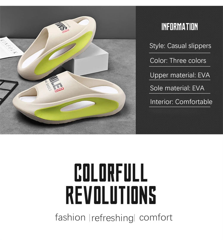 Men Slippers New Slides with a Sense High Aesthetic Value External Wear Anti Slip Thick Bottom, Beach Cool Slippers for Men