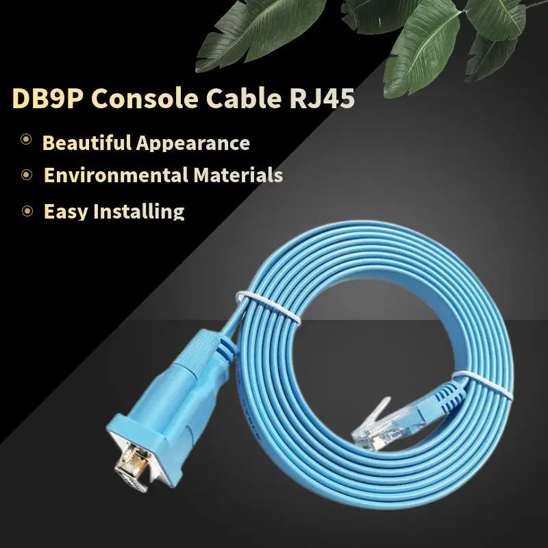 DB9P Console Cable RJ45 Connector Ethernet To RS232 DB9 Port Serial Routers Networking Cables For Cisco Switch Router Blue 1.8m