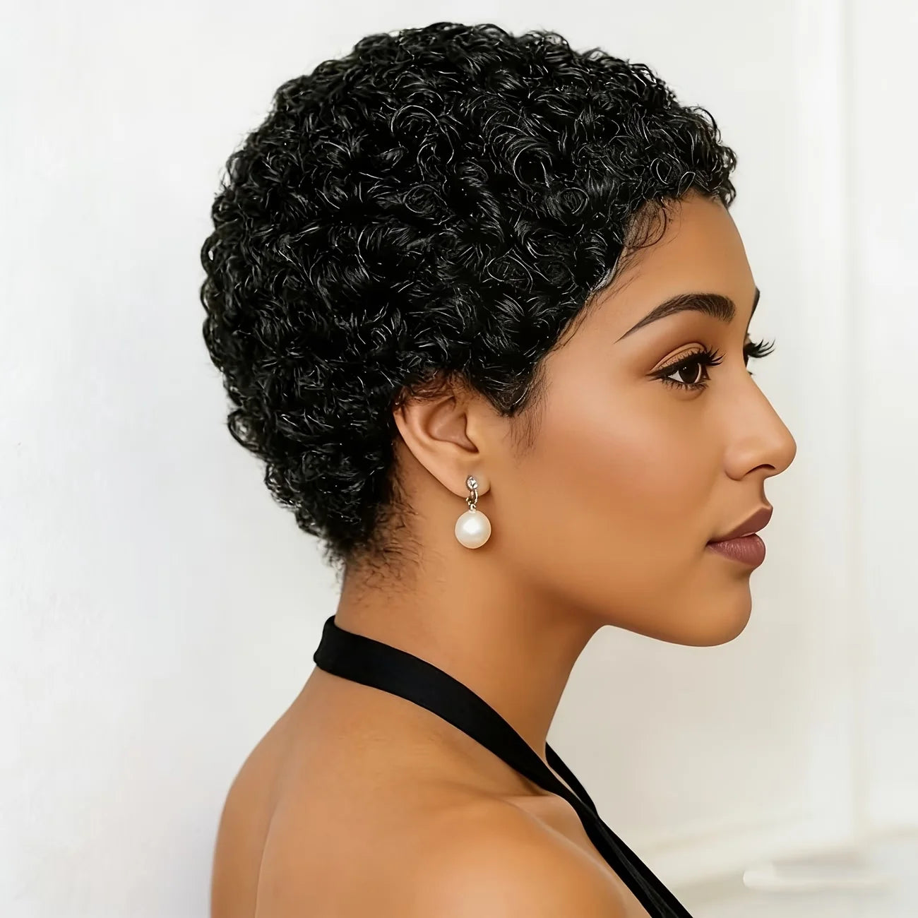 Afro Kinky Curly Human Hair Short Wigs for Women, Machine Made Wig Human Hair