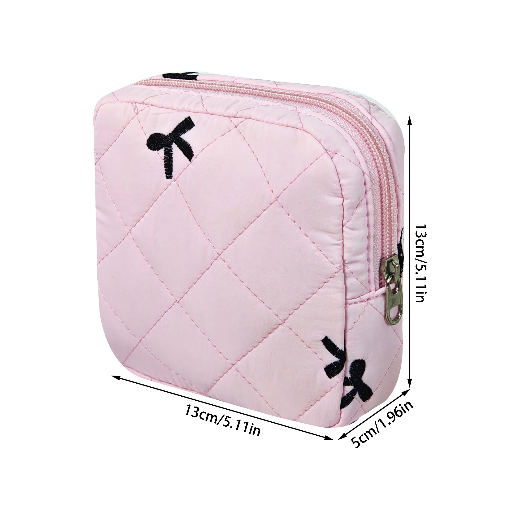 Bows Embroidery Craft Makeup Bag, Cute, Fashionable, Simple and Versatile, Suitable for Storing Small Items