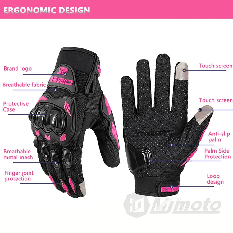 AXIO New Lady Pink Motorcycle Cycling Gloves Touchscreen Motocross Glove Wear-resistant Non-slip Motorbike Glove Mesh Breathable