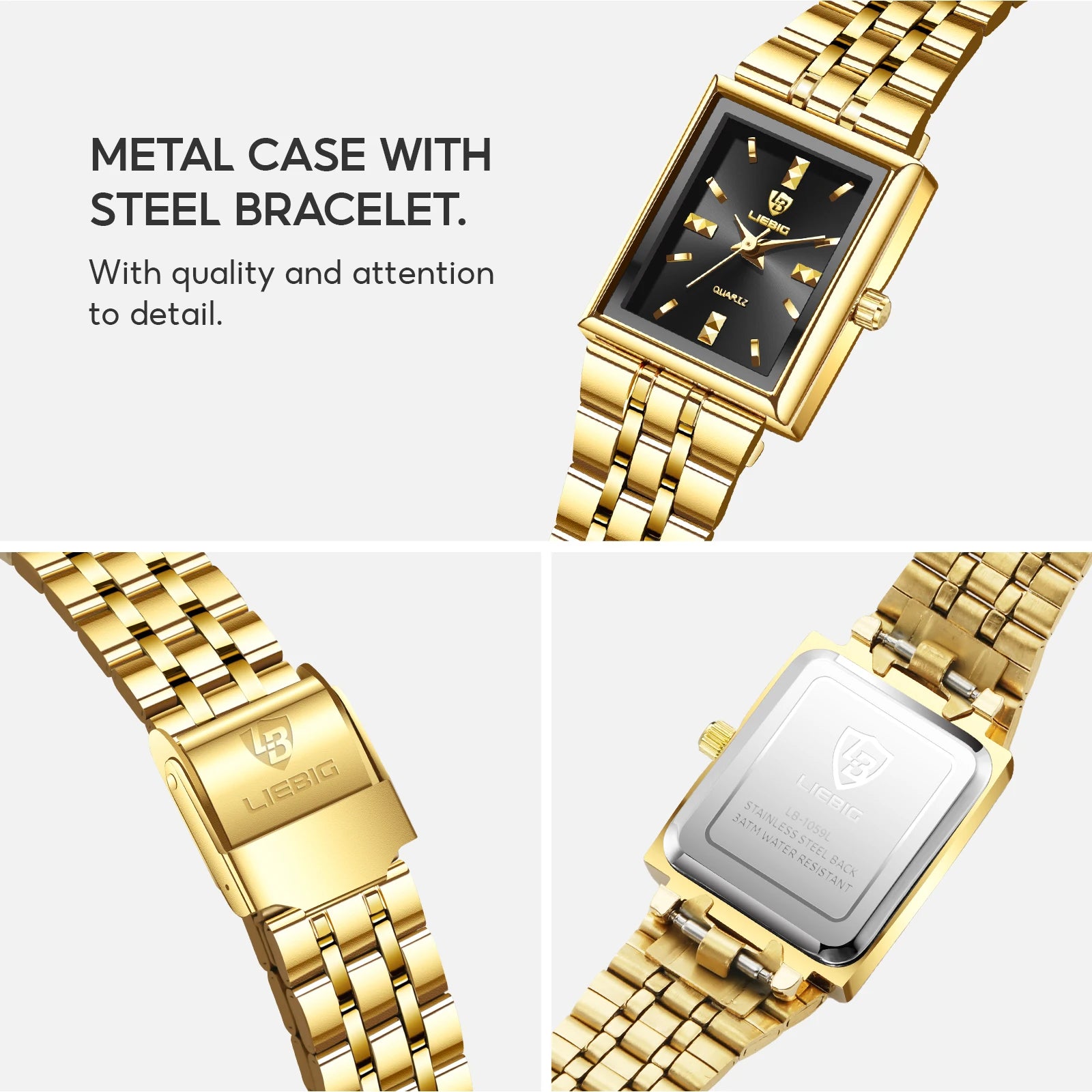 LIEBIG Ladies Watch Luxury Elegant Simple Quartz Wristwatches Fashion Automatic Women's Watches Stainless Steel Strap Time Watch