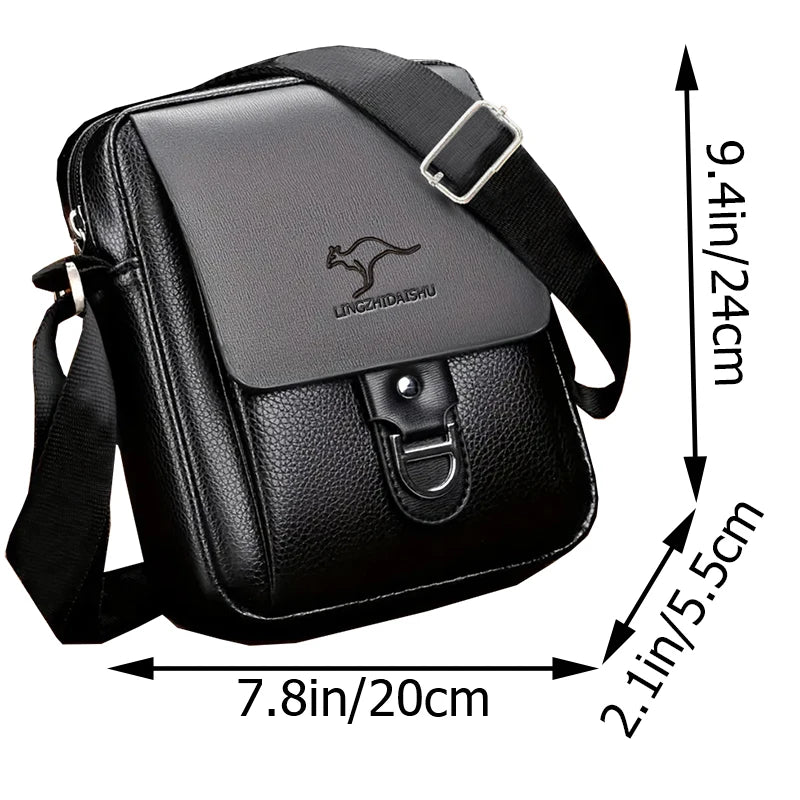 Flerfarget crossbody-veske i skinn for menn