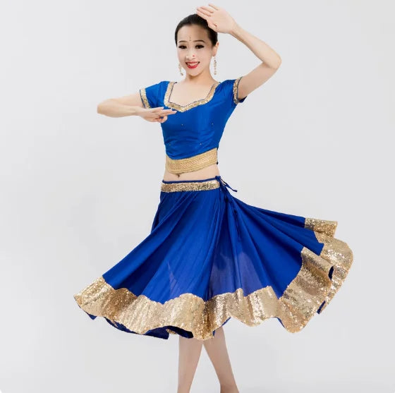 Danza india Mujer Phnom Penh Falda corta a media pierna para actuación