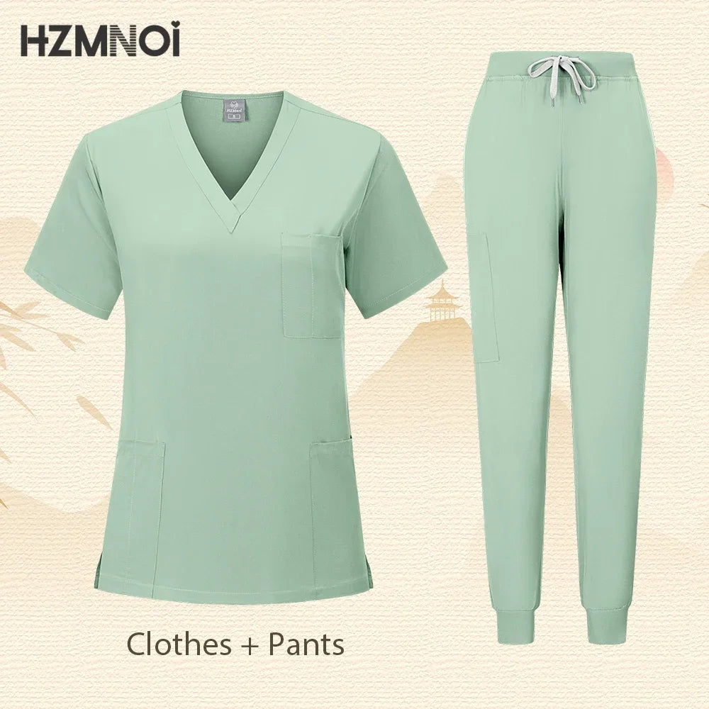 Workwear Nurse Uniform Tops+Straight Pants Medical Nursing Uniform Women Men Pet Shop Beauty Work Suit Doctor Surgery Scrubs Set