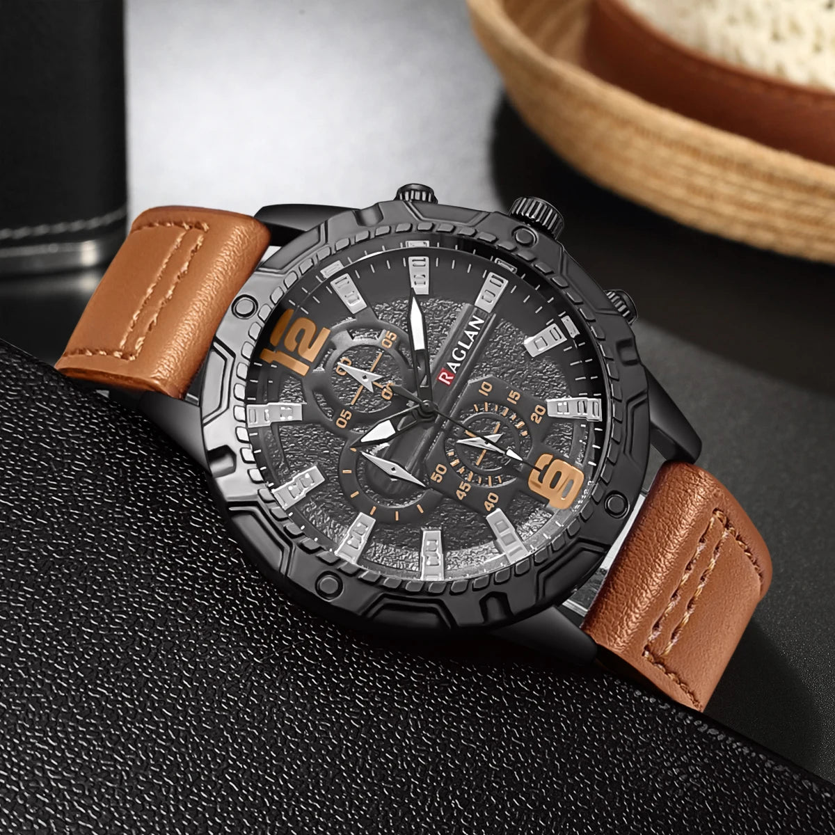 Toppmerkeklokke for menn Moteklokker Lærrem Klokke Herre Armbåndsur Gave Relogio Masculino Reloj Hombres