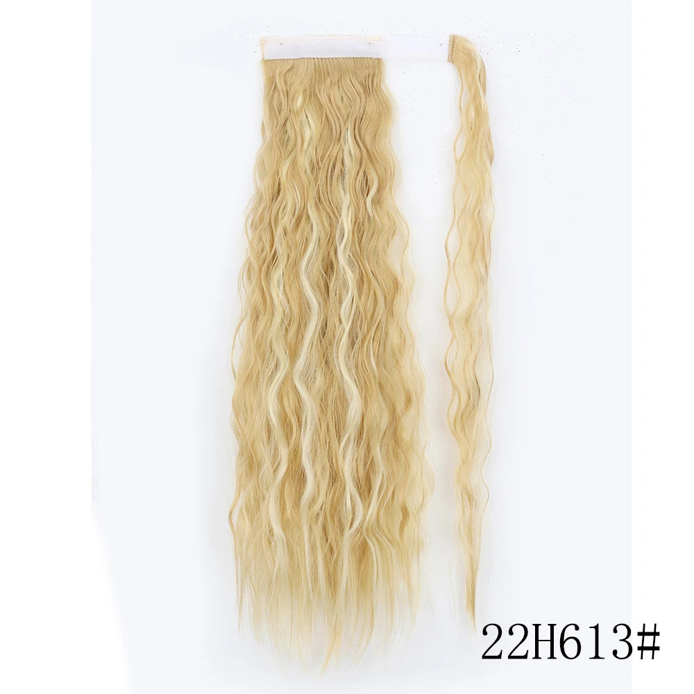 LISI GIRL Synthétique 22/34 Pouces Queue de Cheval enroulée Extensions de Cheveux Bouclés Afro Longs Postiches Queue de Cheval Faux Cheveux Résistant à la Chaleur