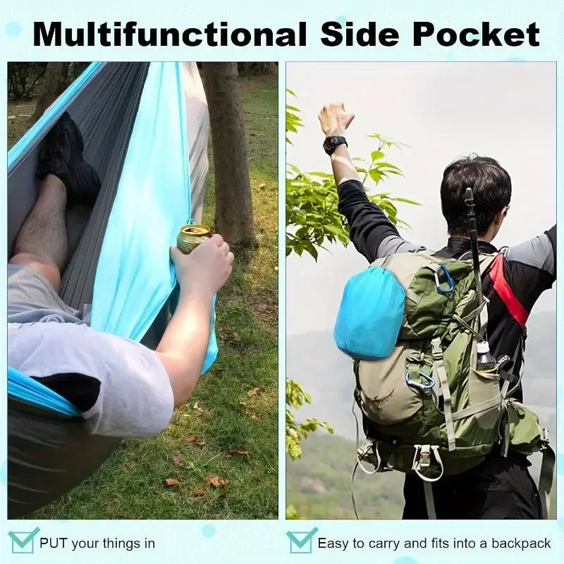 Hamaca de camping Accesorios de camping Equipo para exteriores e interiores con correas de árbol Hamacas ligeras de nailon para viajes de senderismo