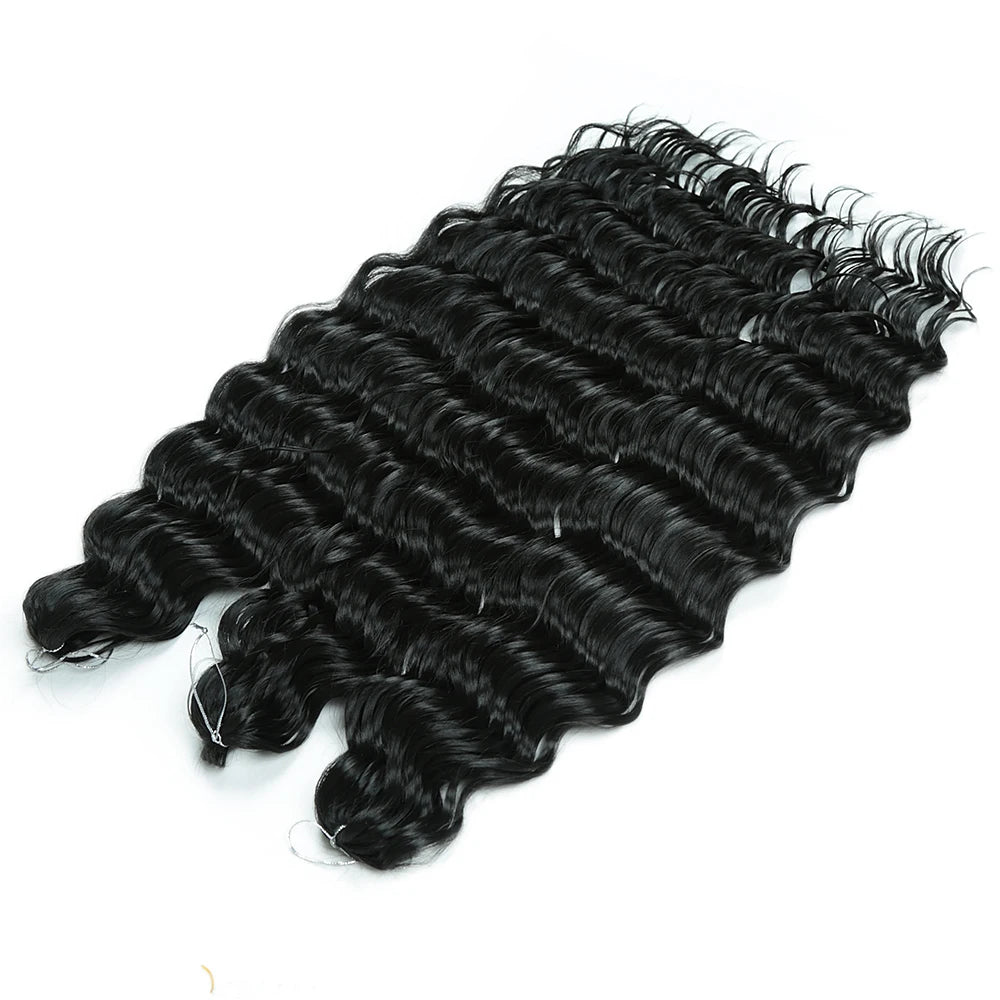 ALIBABY 24Inch Synthetic Loose Deep Wave Braiding Hair Extension Water Wave Crochet Braid Hair for Braids Ombre Blonde Fake Hair