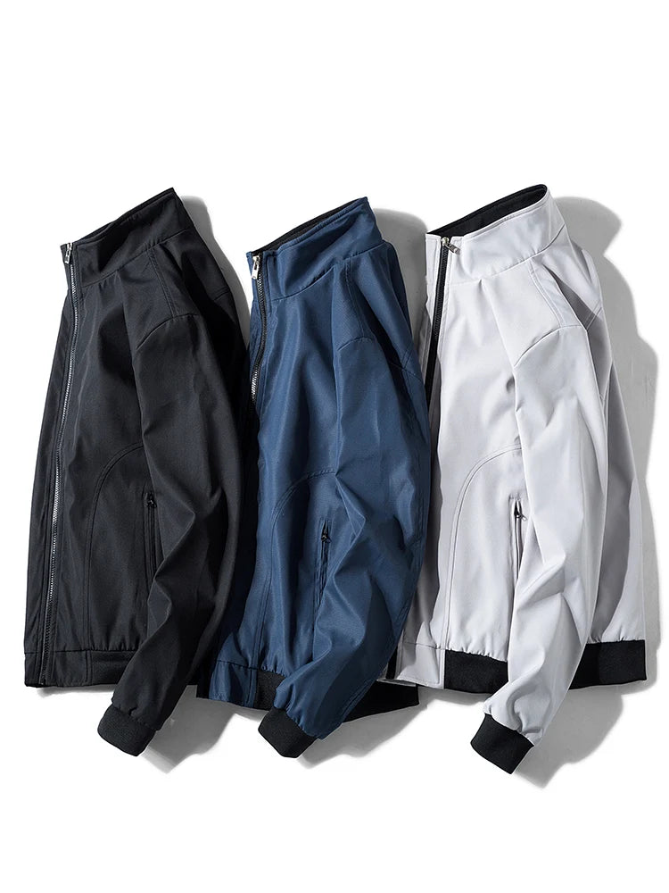 Men's Casual Jacket Spring Autumn New Comfortable Breathable Solid Color Stand Collar Outerwear Fashion Male Clothing