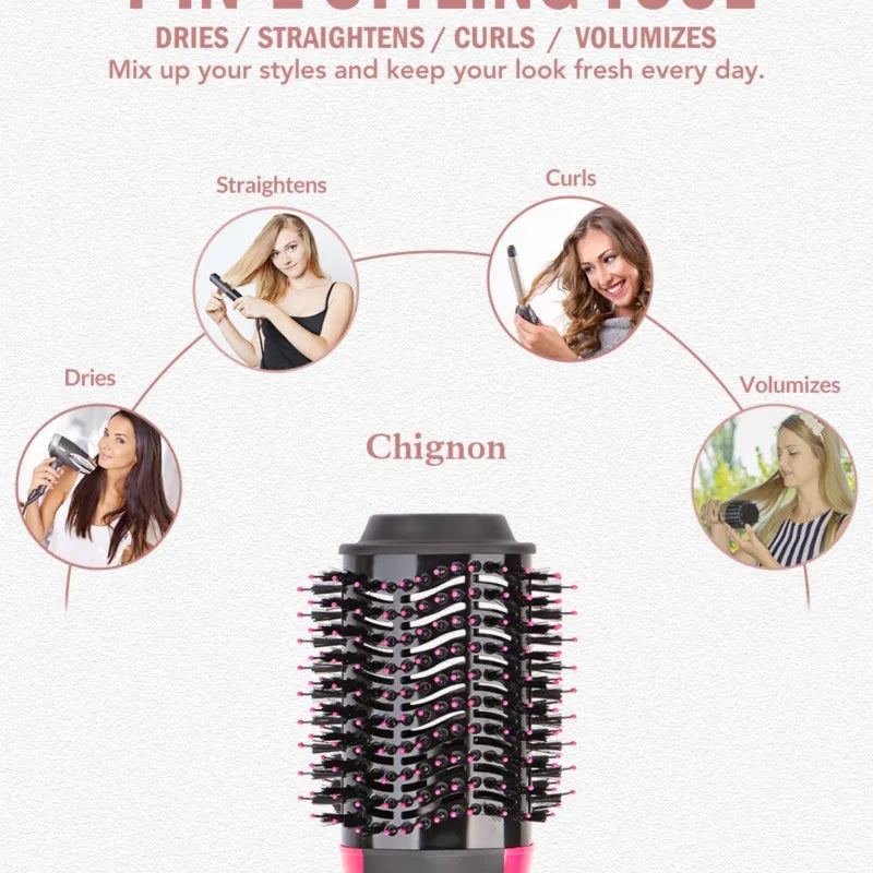 Varmluftbørste Multifunksjons hårføner Rettetang Krøllkam Ett-trinns profesjonell salonghårstyler og volumizer Ionblås