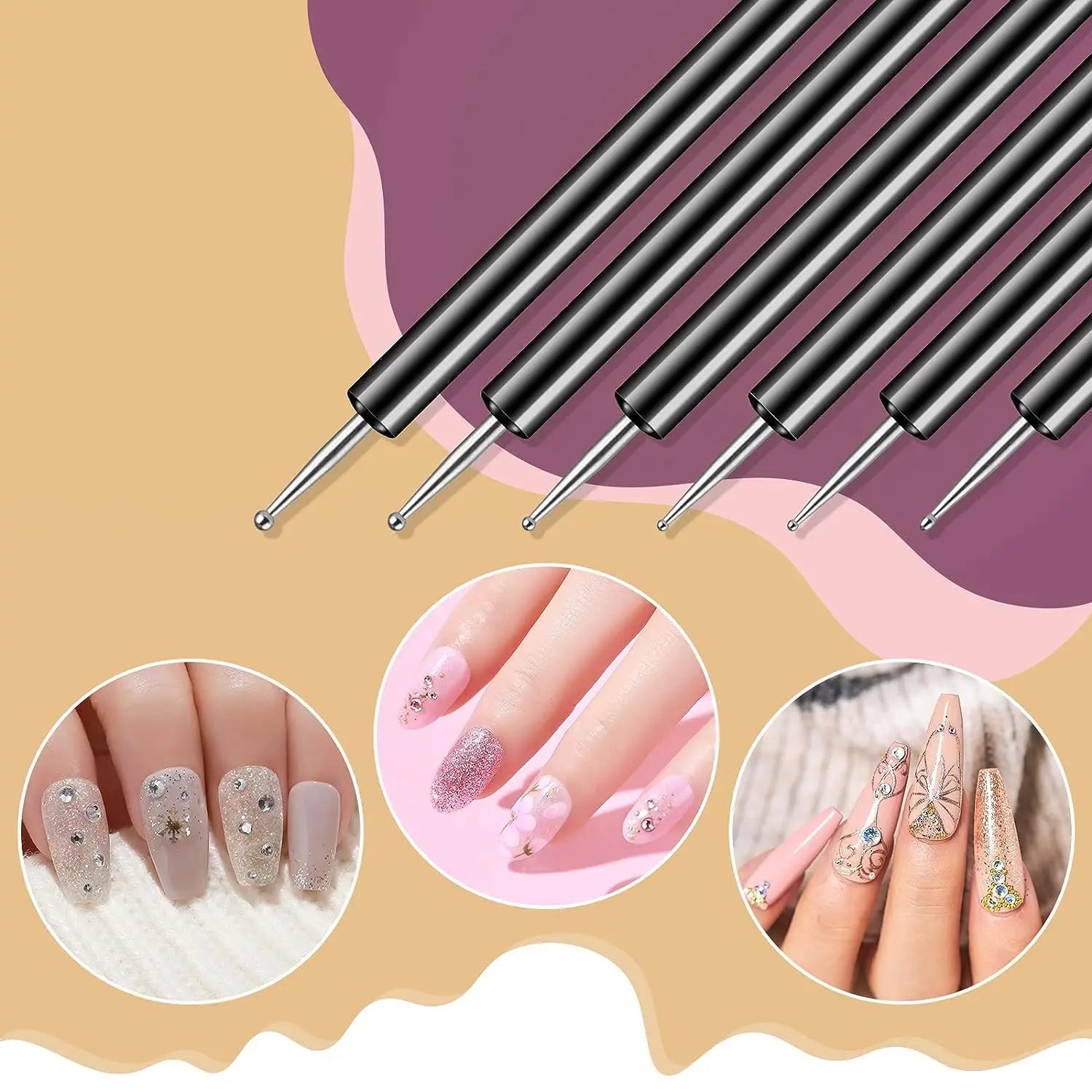 6/31Pcs Nail Art Brush Design Tip Painting Drawing Carving Dotting Pen FlatFan Liner Acrylic Gel UV Polish Manicure Tools