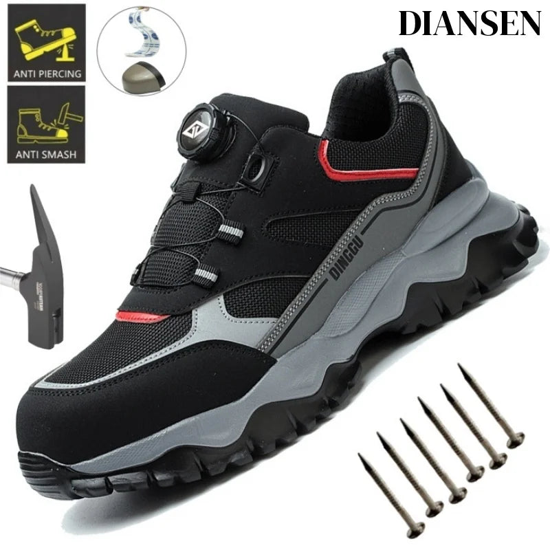 Warehouse Work Shoes for Men Shock Absorbing Anti-Smash Design,Light Sneaker Safety Shoes With Steel Toe Cap Anti-Piercing,