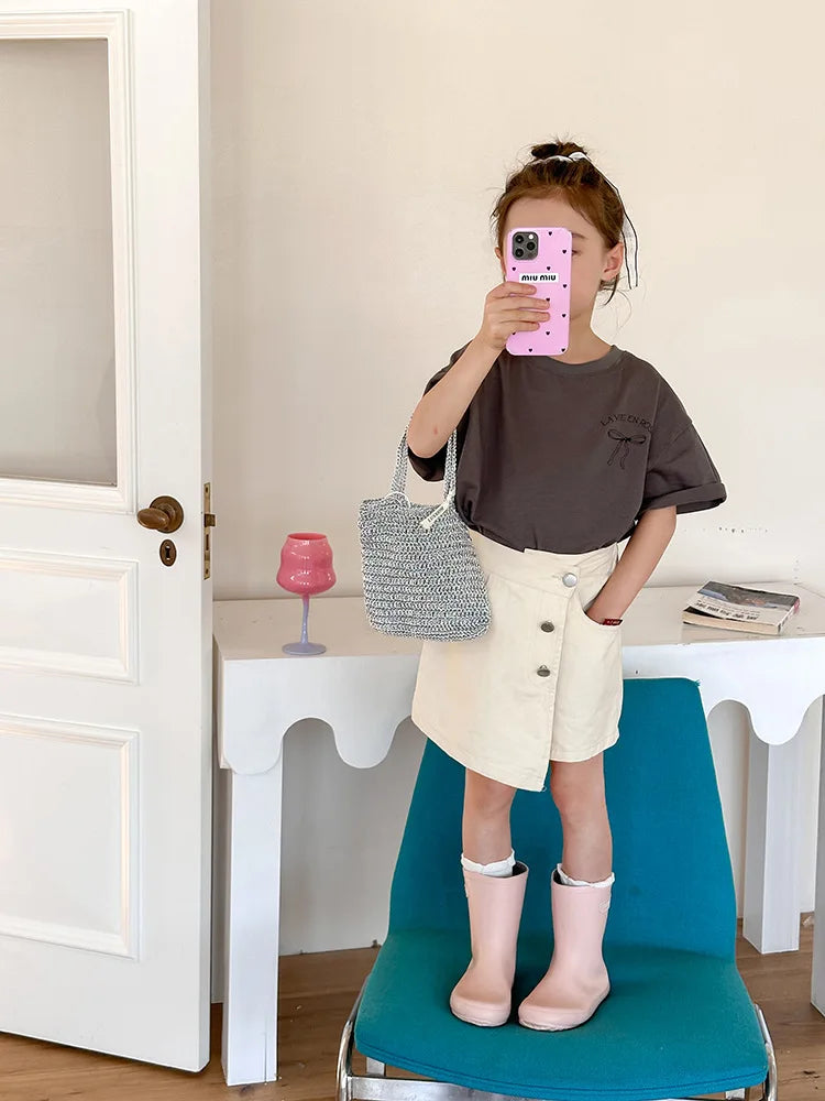 Ropa Infantil Niña Niños Camiseta de Manga Corta Ropa de Niña Verano Tops Ropa de Niños Ropa de Niño Ropa De Niña Ropa De Niño
