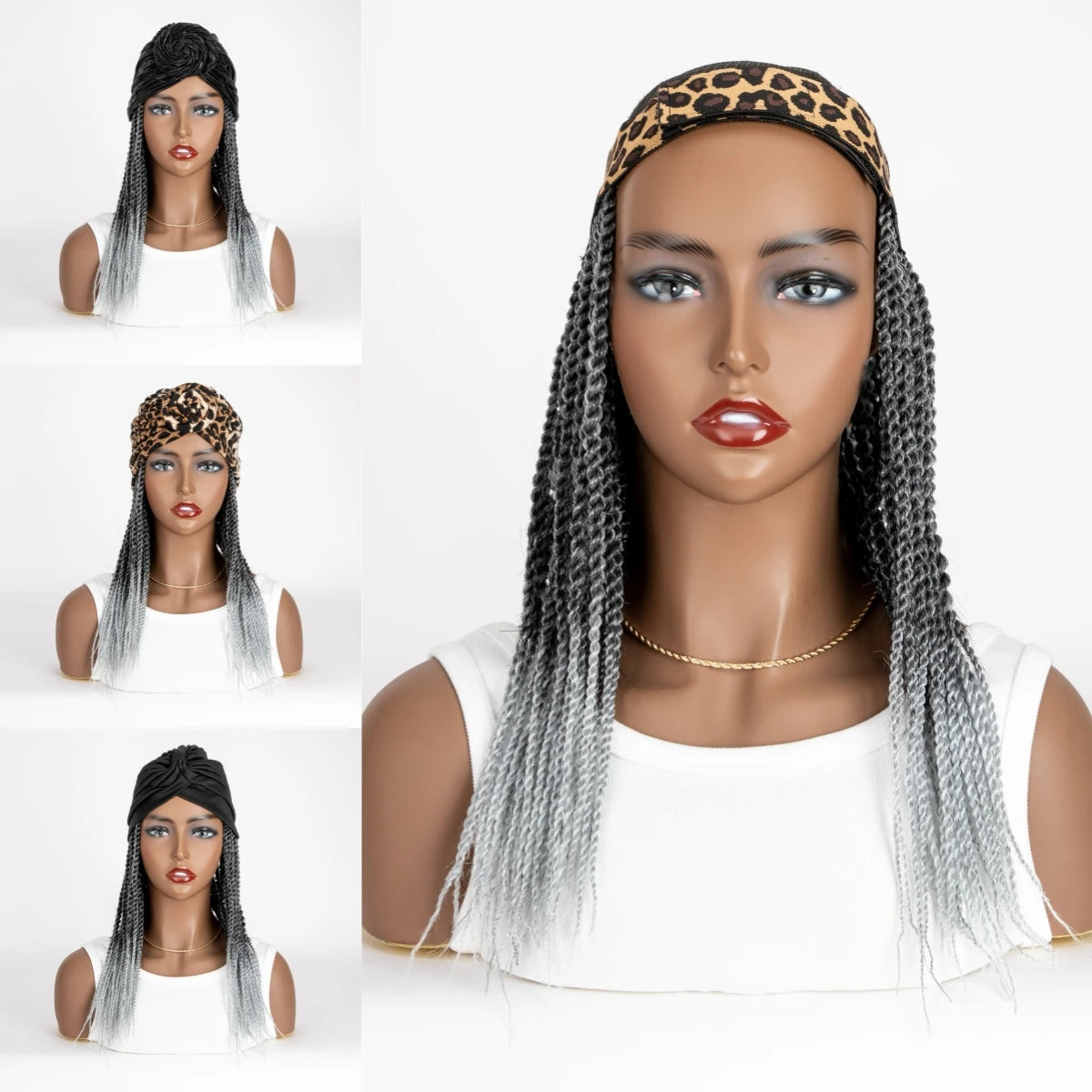 Peluca de diadema trenzada estilo Ombre